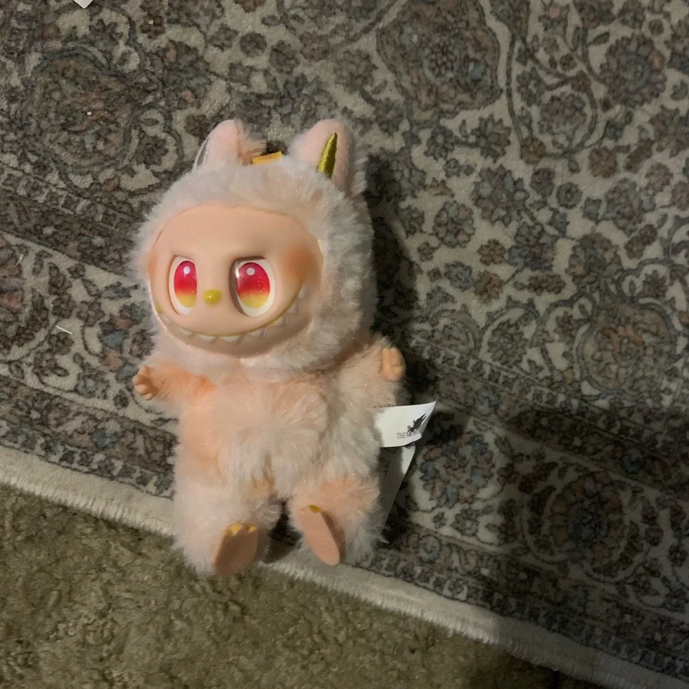 Plush Cat Toy with Pink Accents